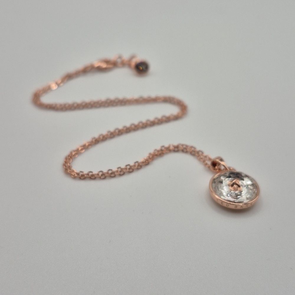 Ted Baker Kenzii Big Button Swarovski Crystal Rose Gold Necklace